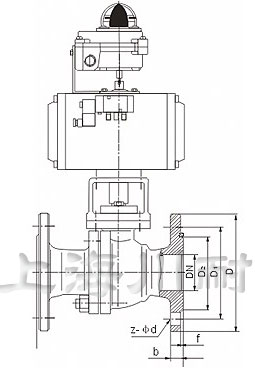 不銹鋼氣動(dòng)法蘭球閥結(jié)構(gòu)圖