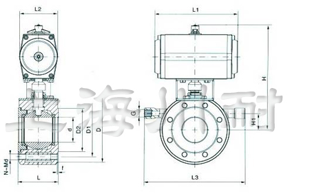 Q671F不銹鋼氣動(dòng)對(duì)夾球閥結(jié)構(gòu)圖