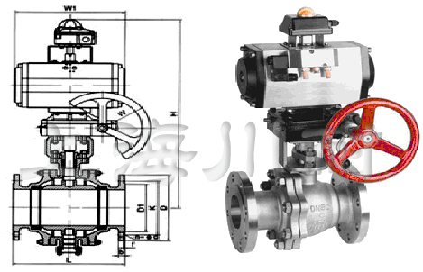 Q641Y帶手動氣動硬密封球閥結(jié)構(gòu)圖
